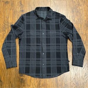 lululemon Soft Knit Overshirt: Ridge Plaid Black Asphalt Grey, Small